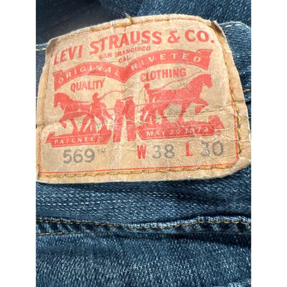 Levi’s 569 Loose Straight Men’s Jeans Size 38x30 (Measured Inseam 28” Blue Denim - Picture 4 of 12